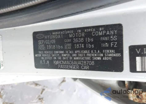 2010 Hyundai Accent Gls z USA, uszkodzony, nr VIN KMHCN4AC6AU428708